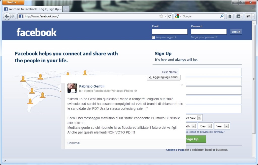 Brunini “mai detto ‘troie’ a candidate Pd” / Il post Facebook, ft