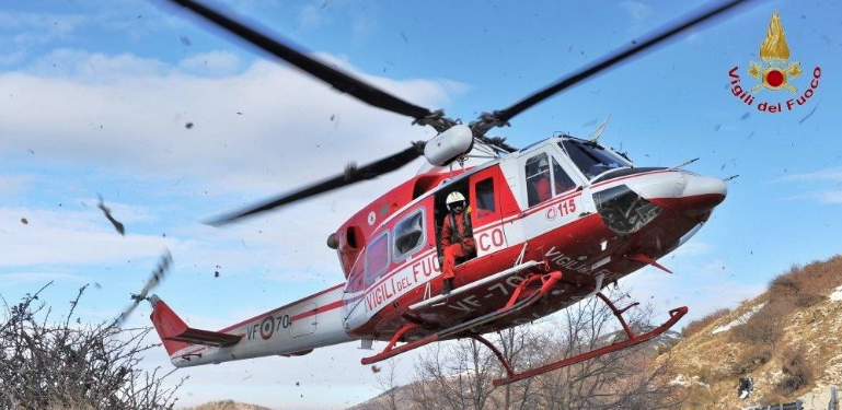 elicottero vigili del fuoco cacciatore ferito