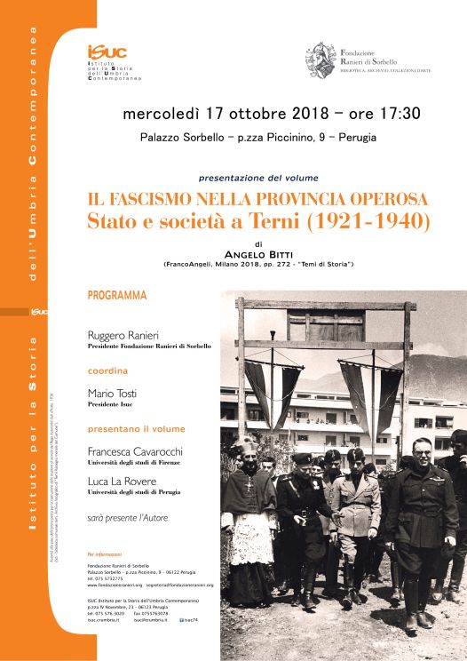 Isuc, presentazione del volume “Il fascismo nella provincia operosa. Stato e società a Terni (1921-1940)”