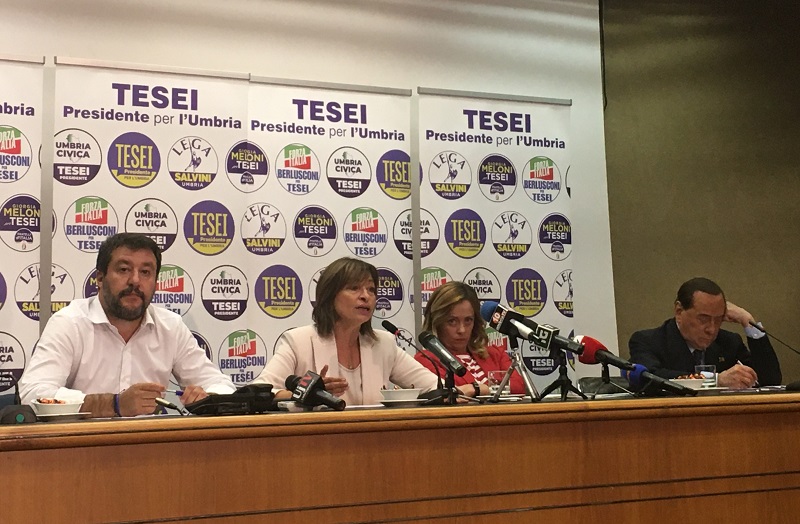 Salvini, Berlusconi e Meloni: “Con Tesei per liberare l’Umbria” VIDEO E AGGIORNAMENTI