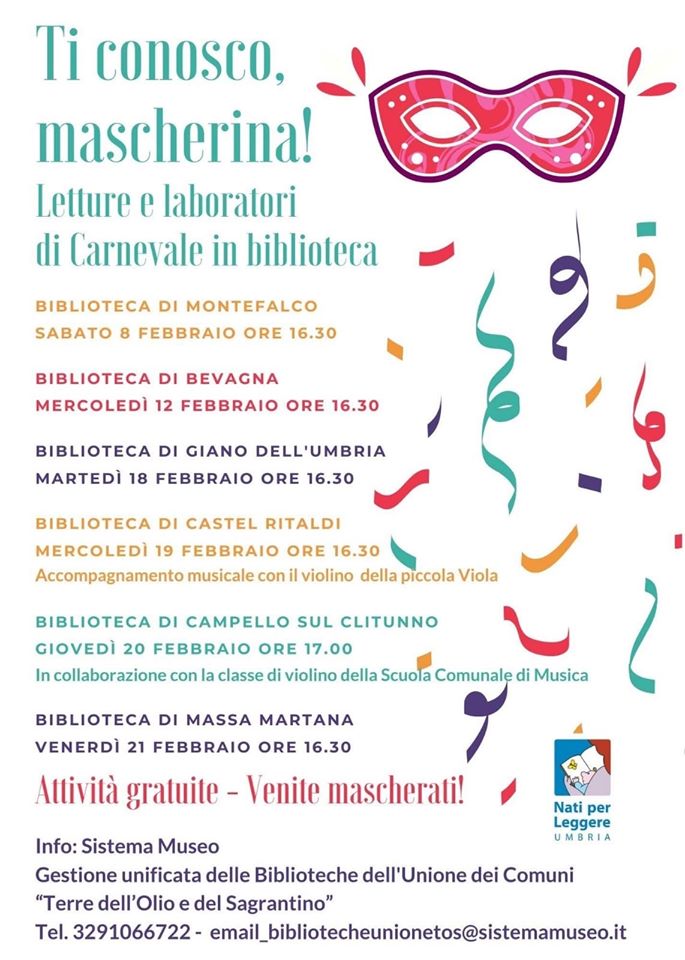 Il carnevale di Montefalco è in biblioteca con Nati per leggere