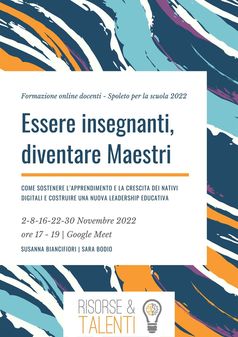 Insegnanti e maestri, cinque incontri online per formazione a Spoleto