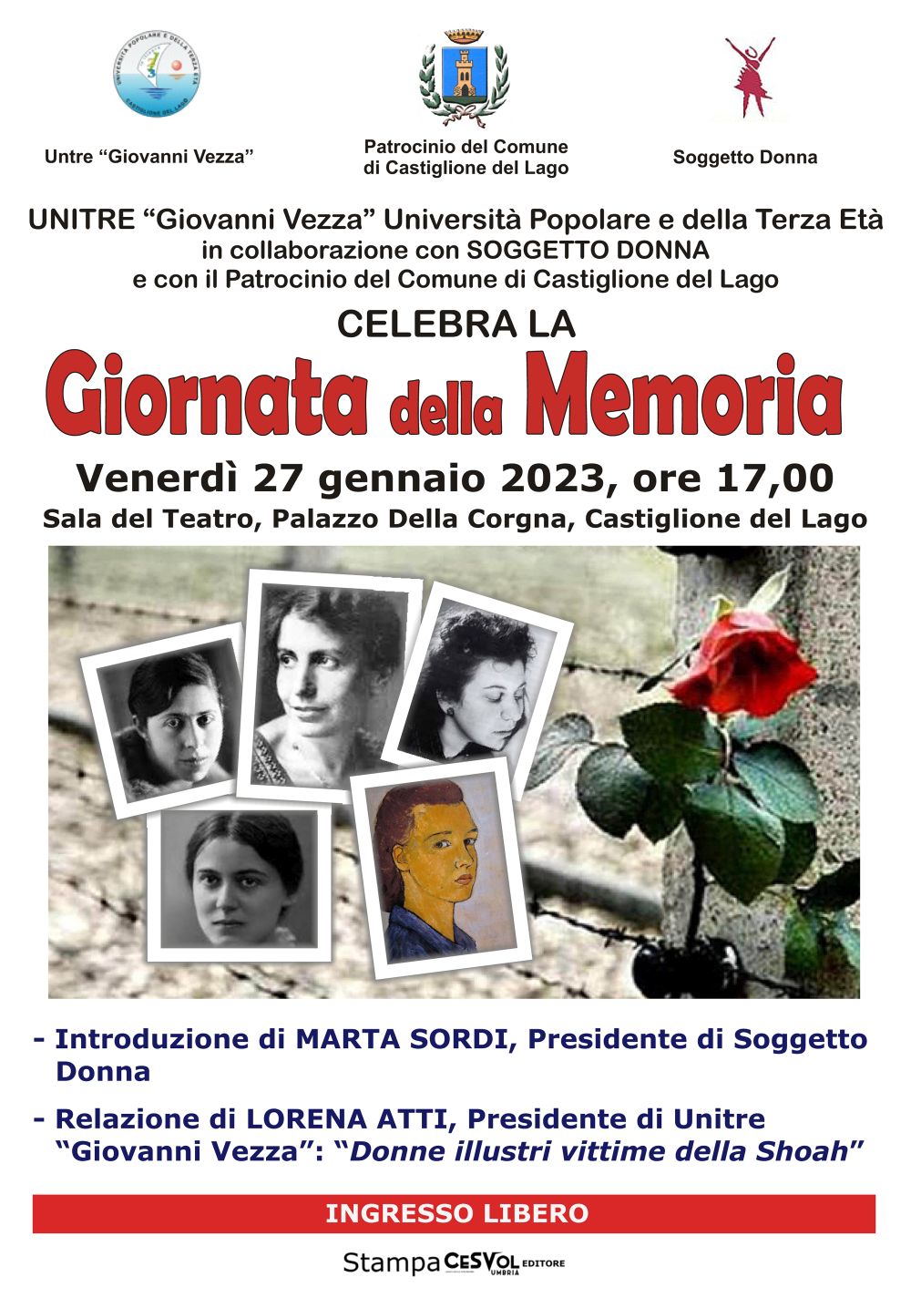 Giorno della Memoria 2023, le iniziative a Castiglione del Lago