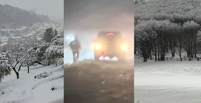 La Neve Imbianca Tutta La Fascia A Scheggia Cm Sul Monte Cucco Auto Bloccata Nella