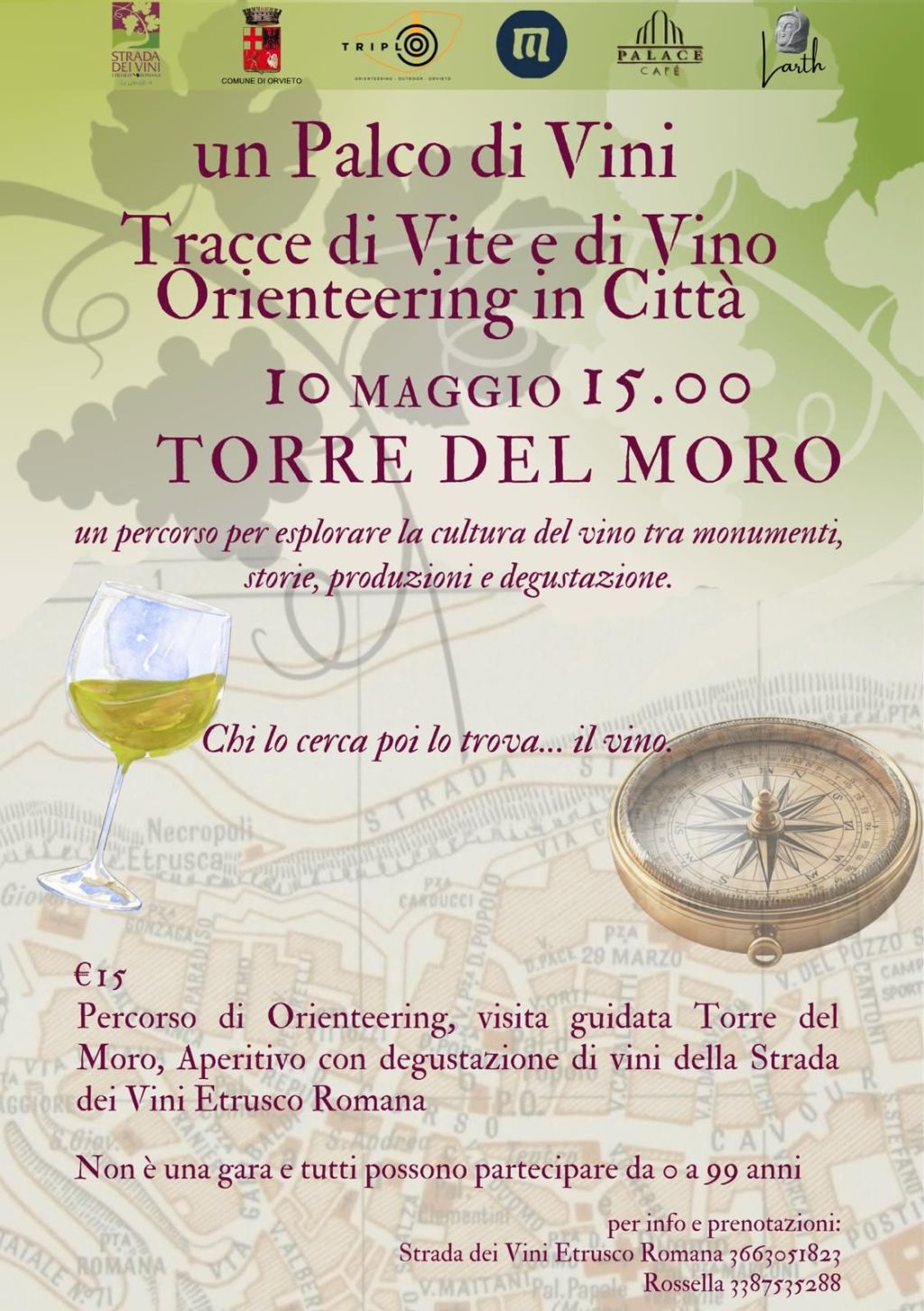 Organizzato dalla Strada dei Vini Etrusco Romana il nuovo appuntamento con “UN PALCO DI VINI Tracce di vite e di vino Orienteering in città” Orvieto 10 maggio 2025