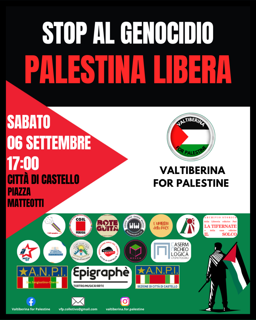 Manifestazione per la Palestina a Città di Castello il 6 Settembre